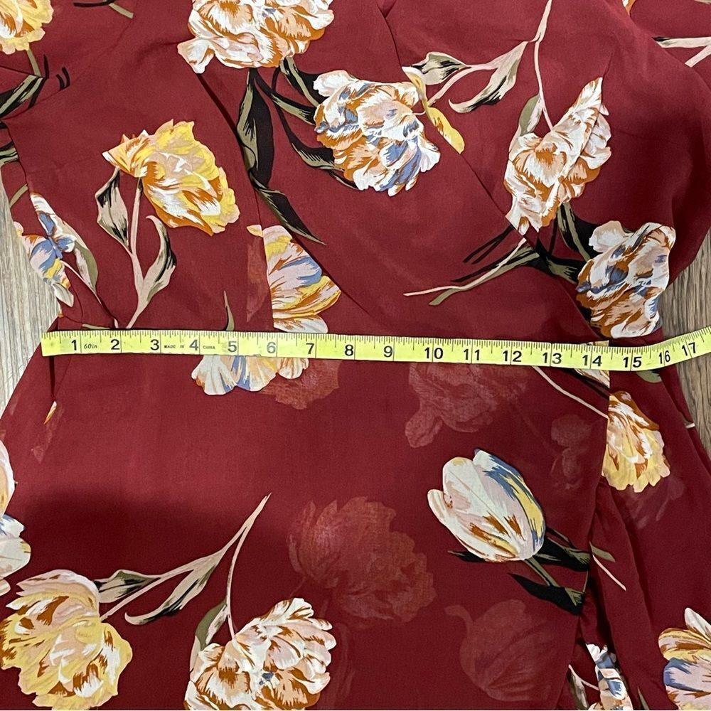 A New Day High Low Flowy Ruffle Dress Burgundy Red Size Large - Picture 11 of 11